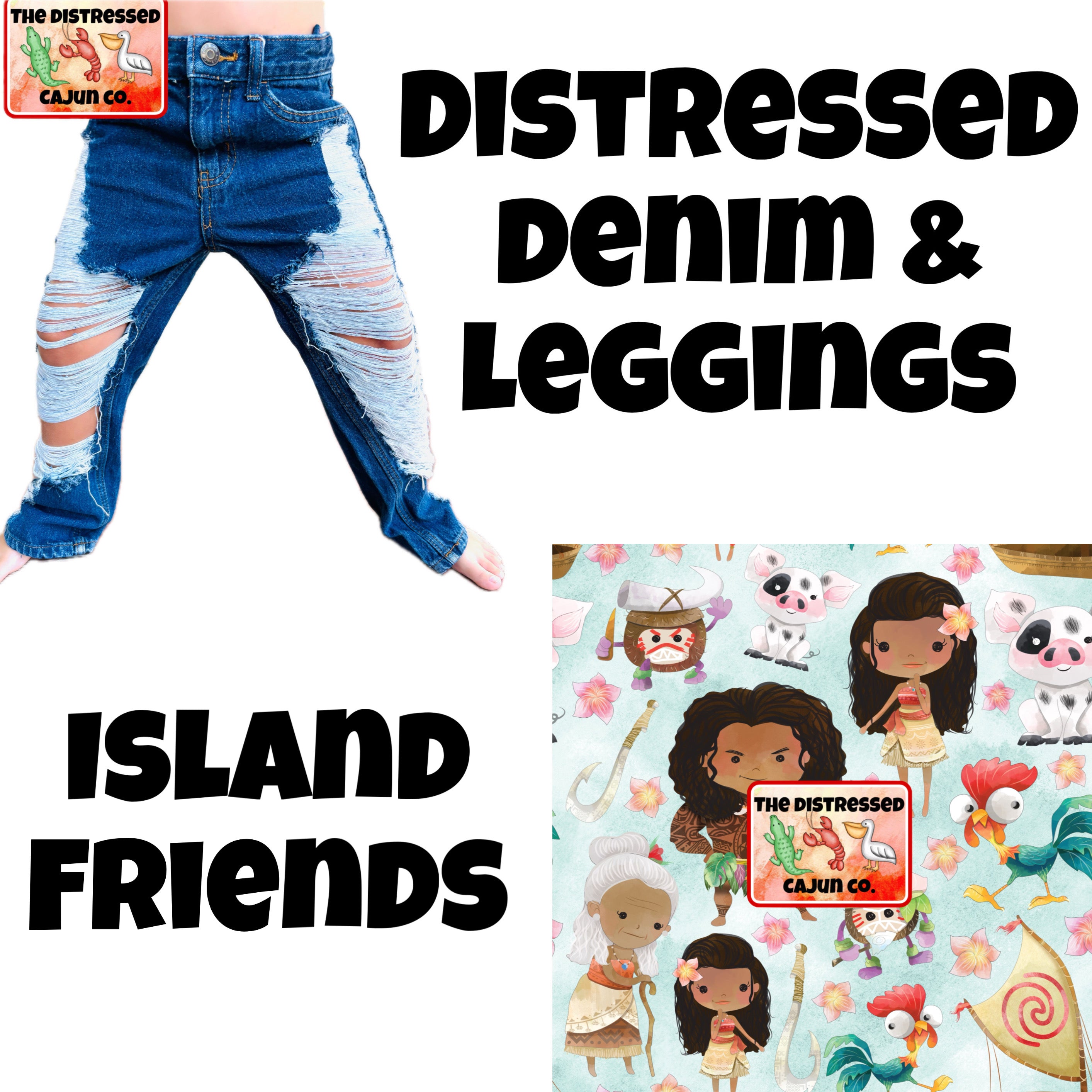 Island Friends Distressed Denim & Leggings