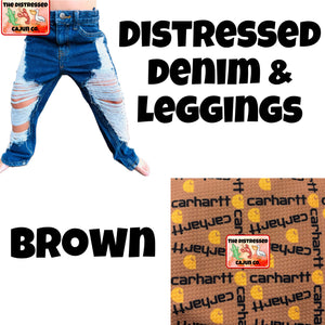Brown Distressed Denim & Leggings