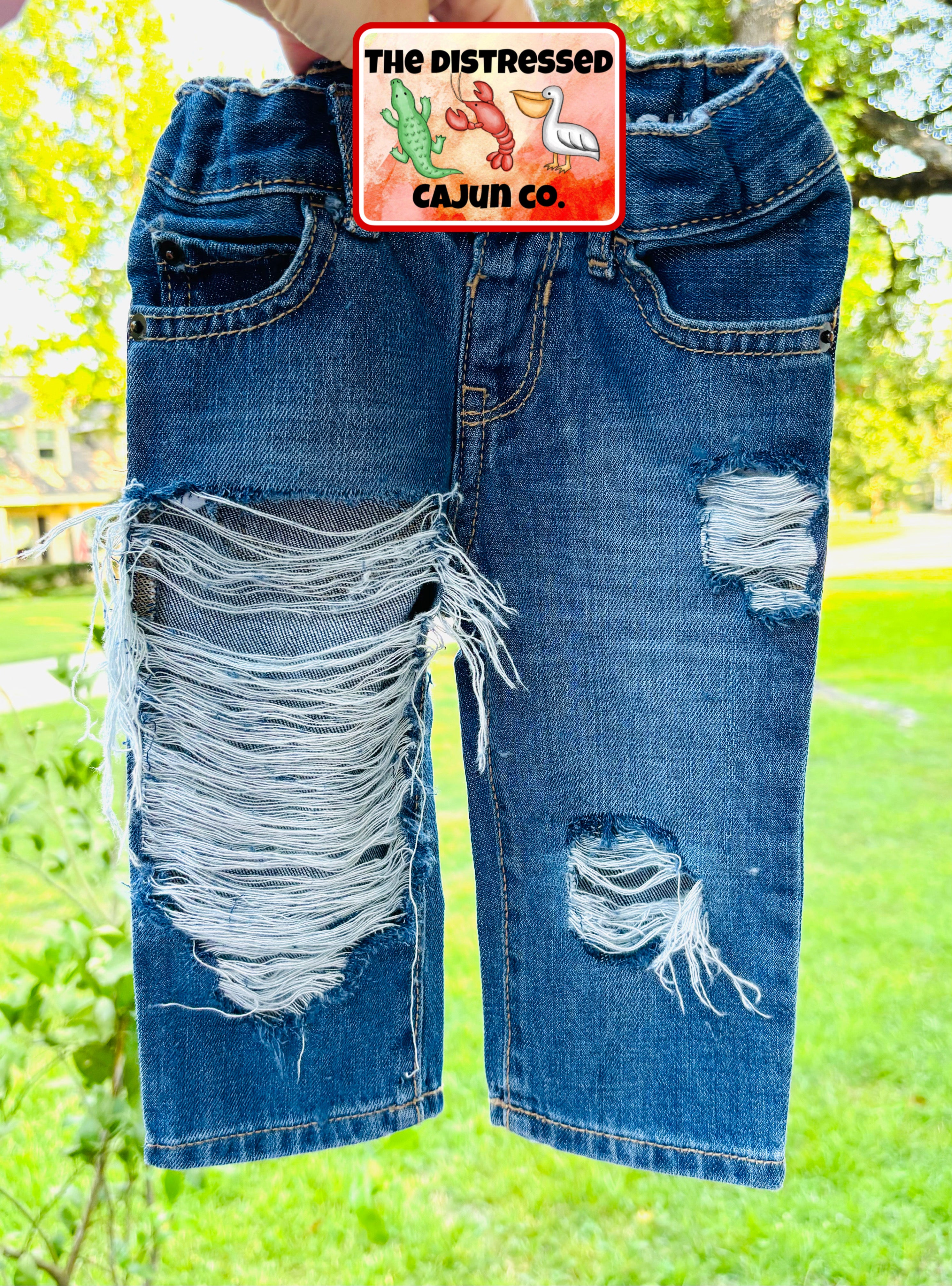 RTS Vintage Distressed Denim Pants 6/9 months