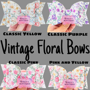 RTS Vintage Floral Faux Leather Bows