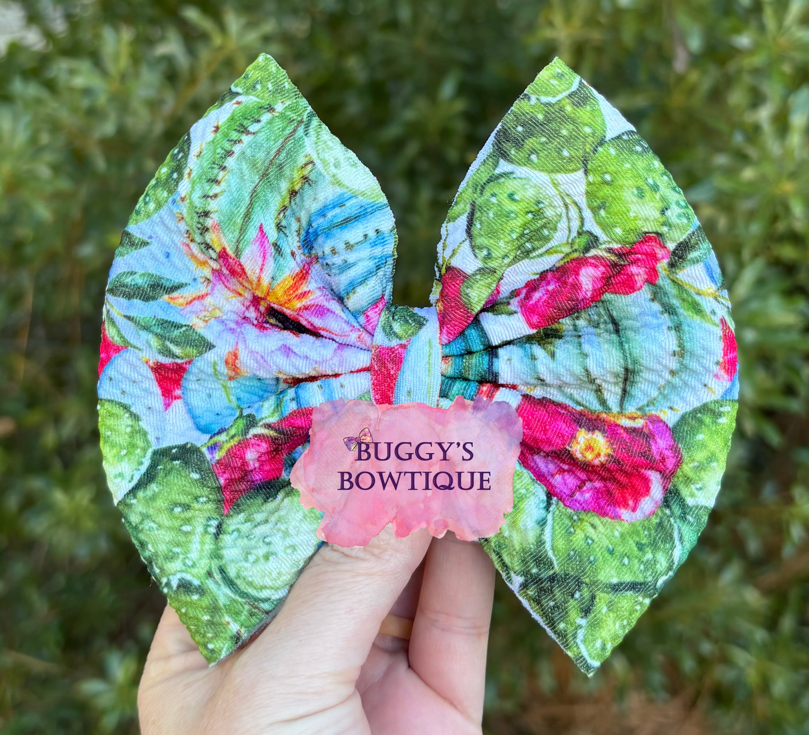 Floral Cactus bow/ bow tie/ headband/ piggies/ scrunchie