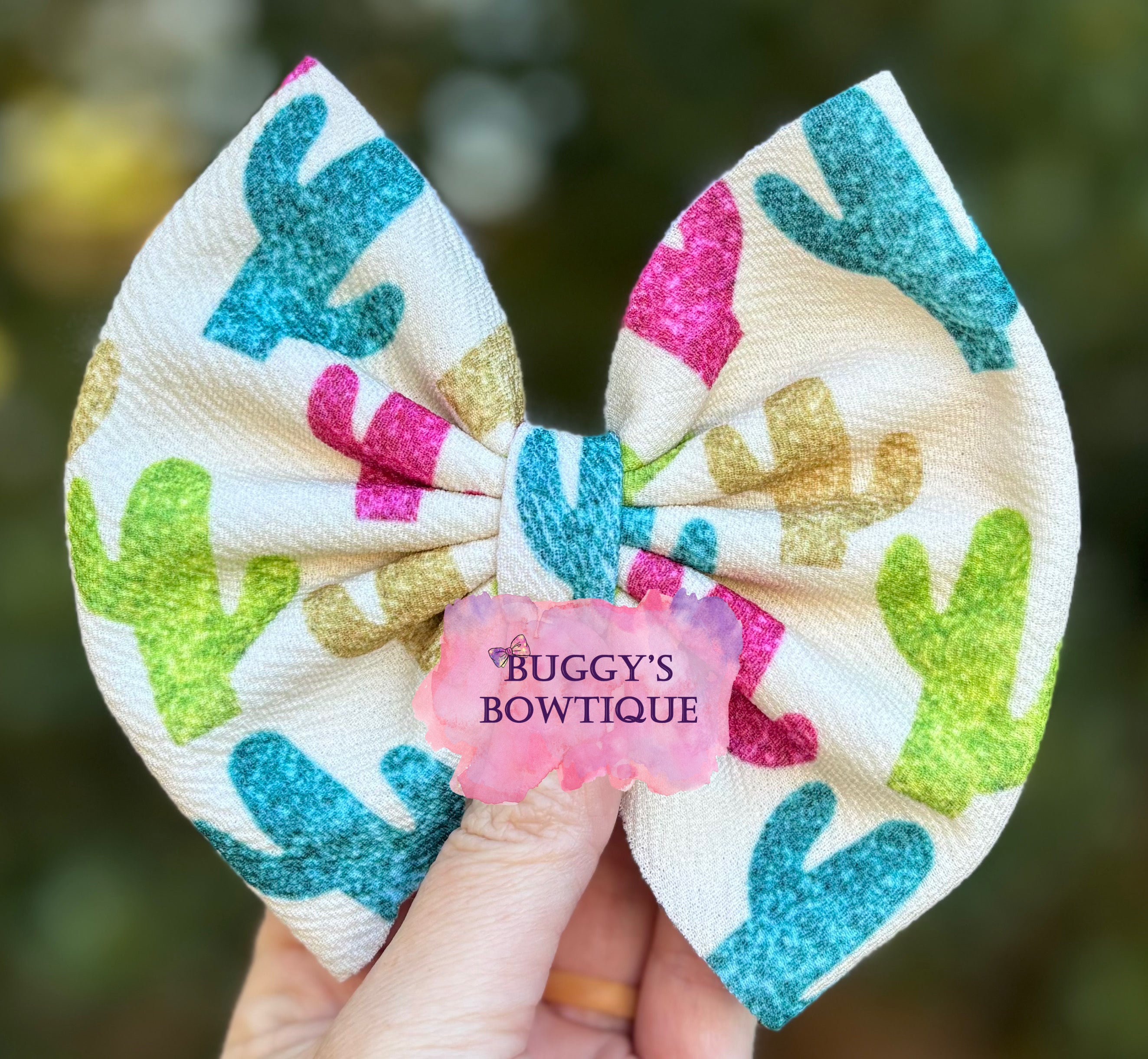 "Glitter" Cactus bow/ bow tie/ headband/ piggies/ scrunchie