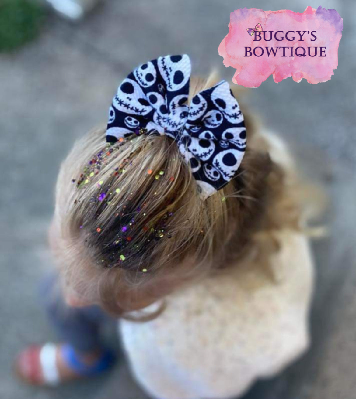 Skeleton Face bow/headband/piggies/Scrunchie