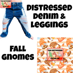 Fall Gnomes Distressed Denim & Leggings