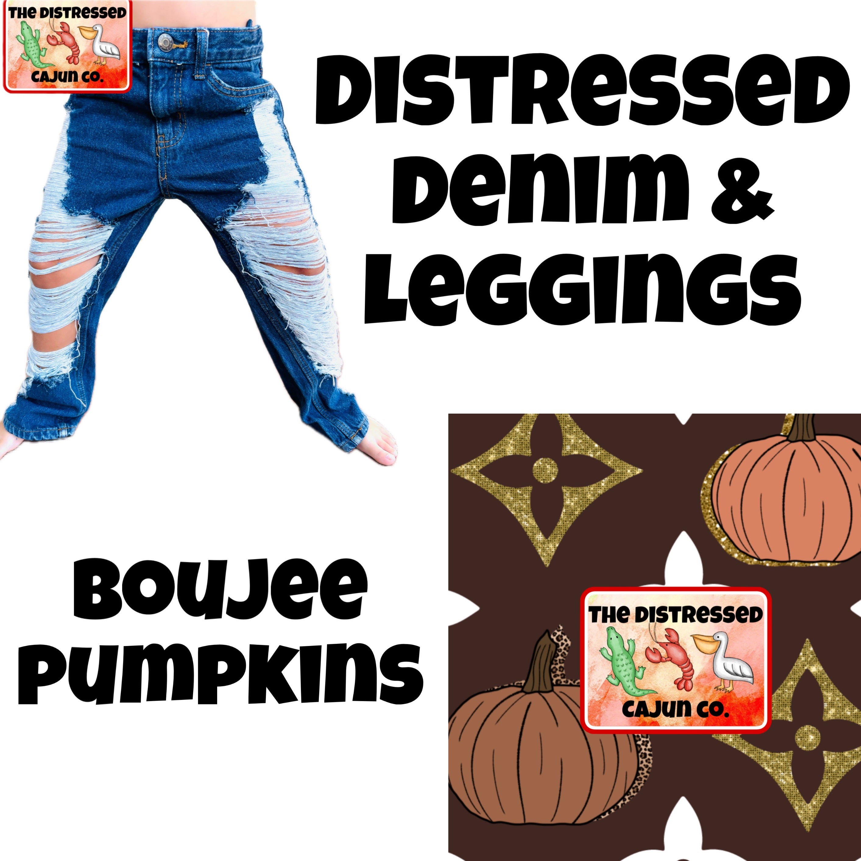 Boujee Pumpkins Distressed Denim & Leggings