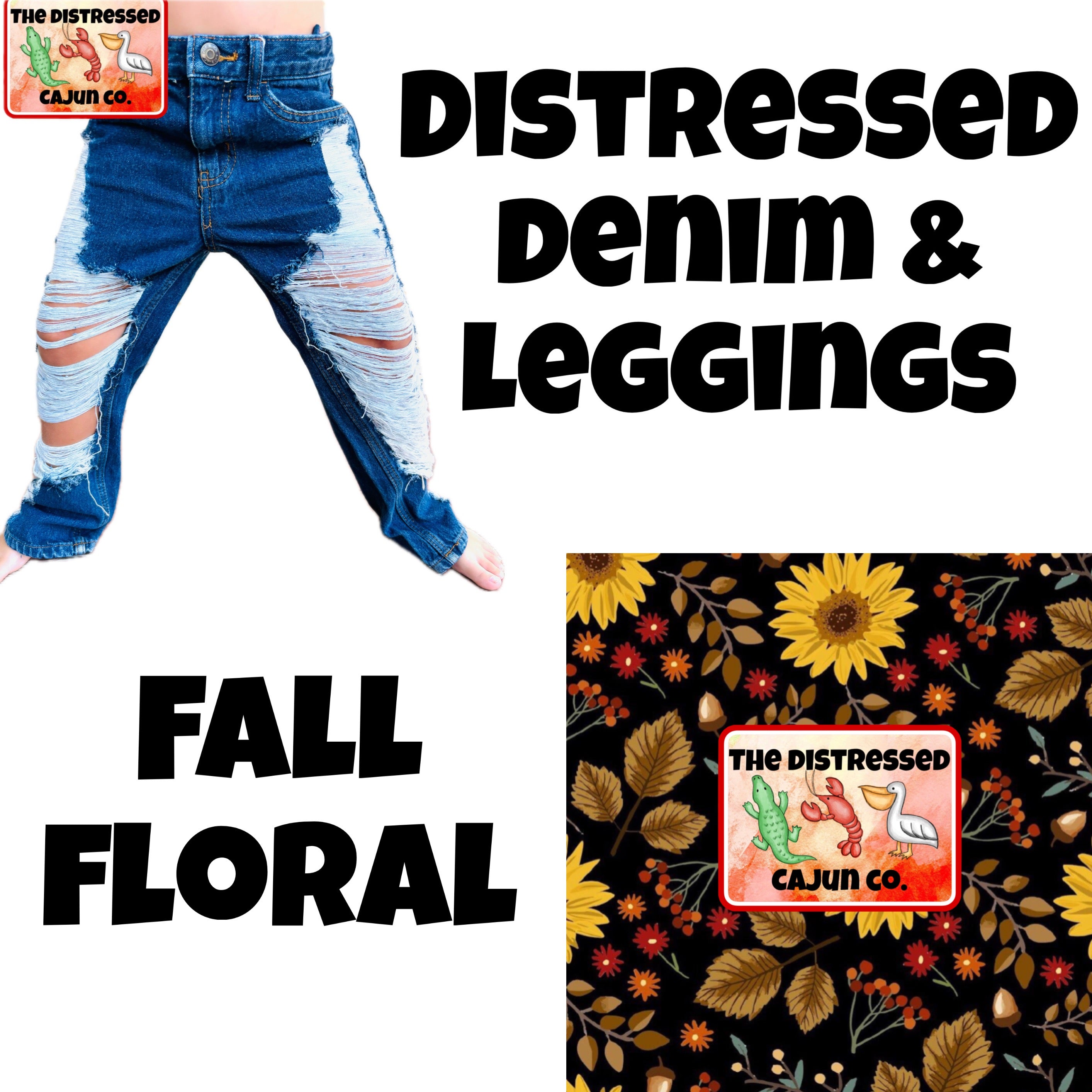 Fall Floral Distressed Denim & Leggings