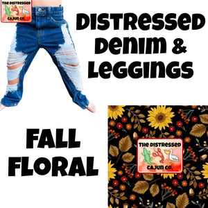 Fall Floral Distressed Denim & Leggings