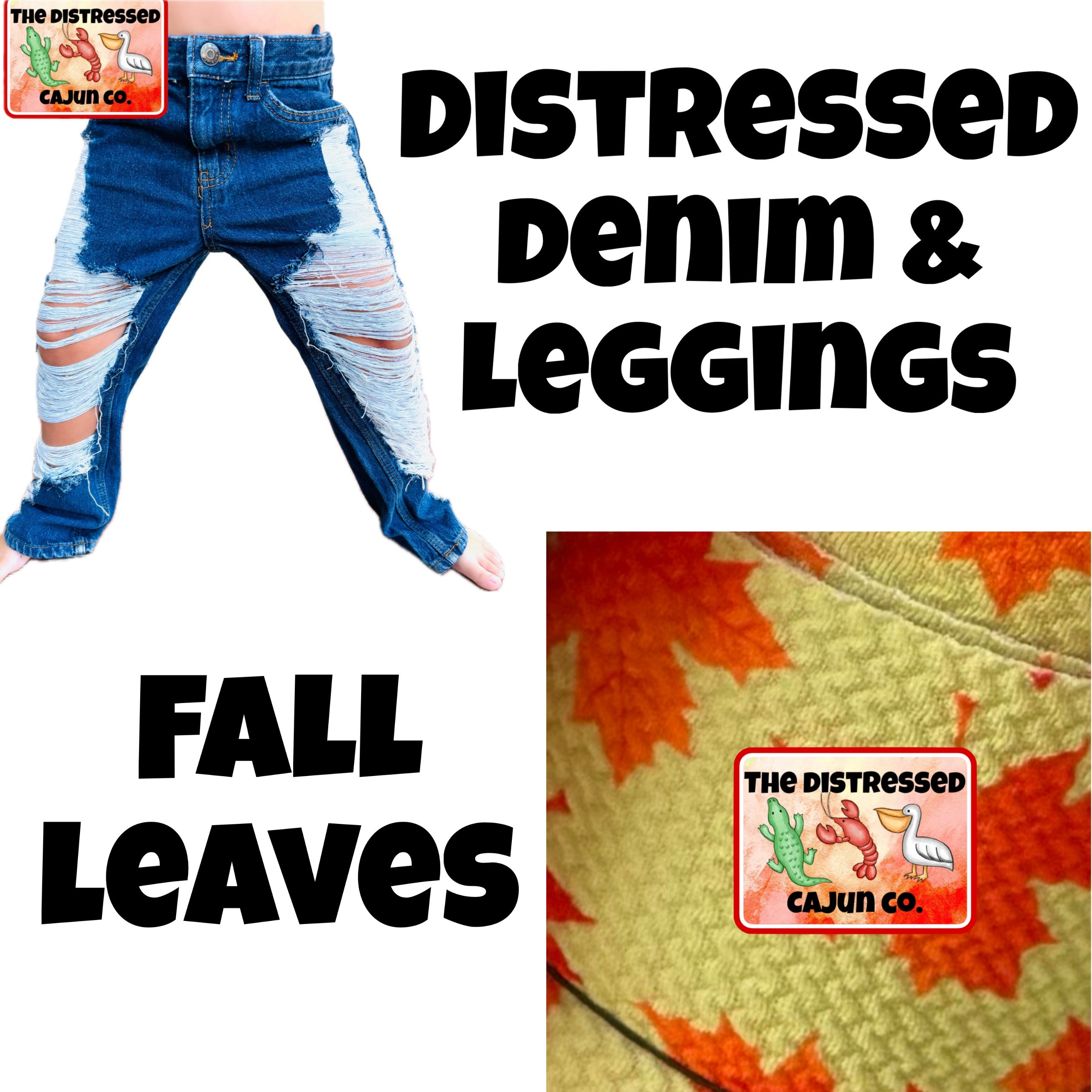 Fall Leaves Distressed Denim & Leggings