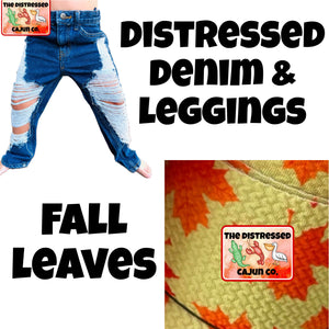 Fall Leaves Distressed Denim & Leggings