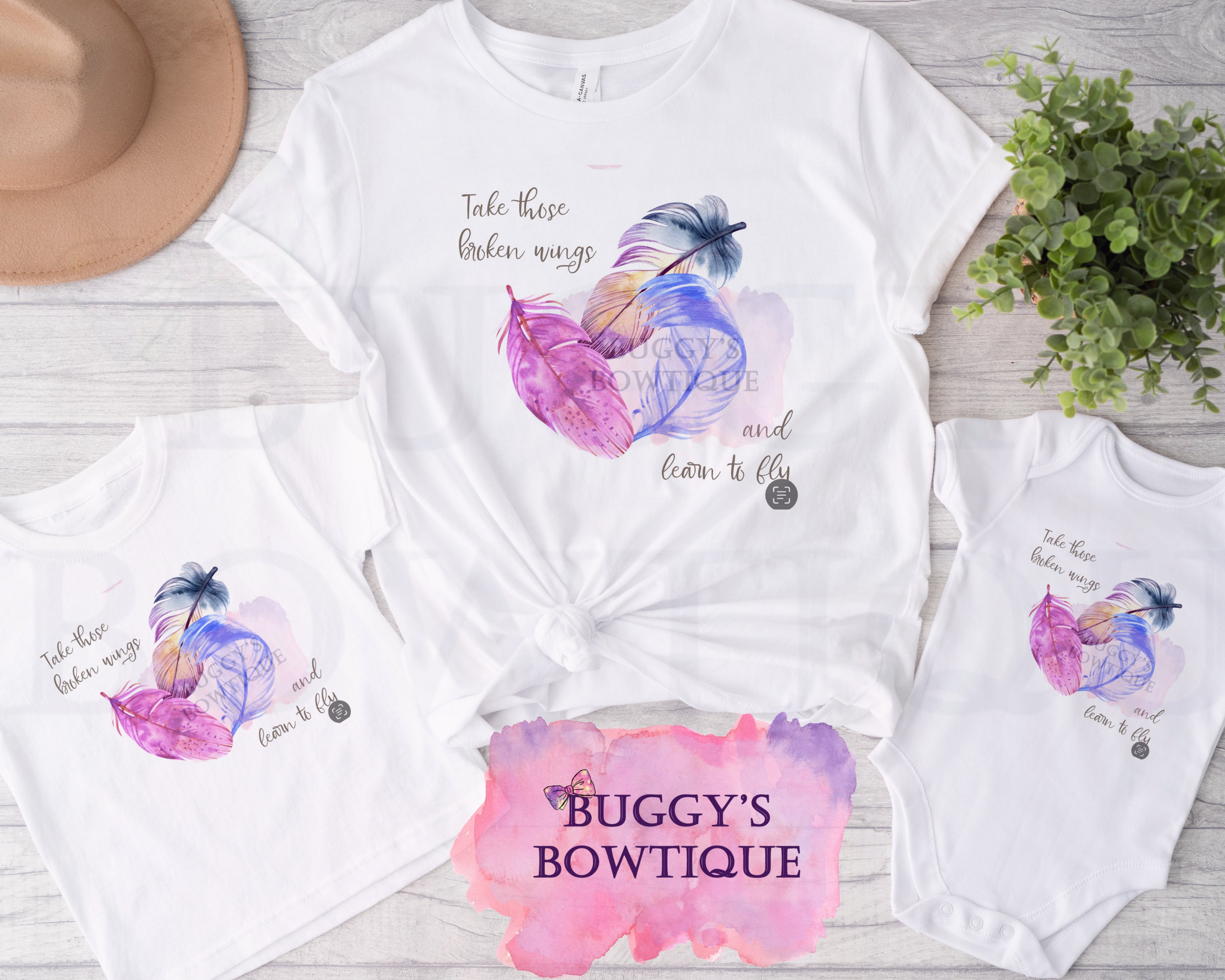 Take Those Broken Wings and Learn To Fly Sublimation/ DTF/ BLEACHED Shirts, Onesies, Sweatshirts- MULTIPLE COLORS