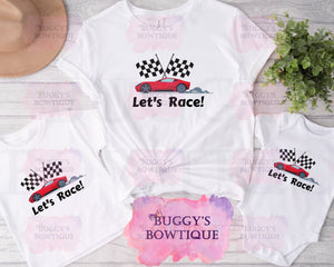 Let's Race Sublimation/ DTF/ BLEACHED Shirts, Onesies, Sweatshirts- MULTIPLE COLORS