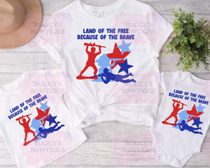 Land of the Free because of the Brave Sublimation/ DTF/ BLEACHED Shirts, Onesies, Sweatshirts- MULTIPLE COLORS