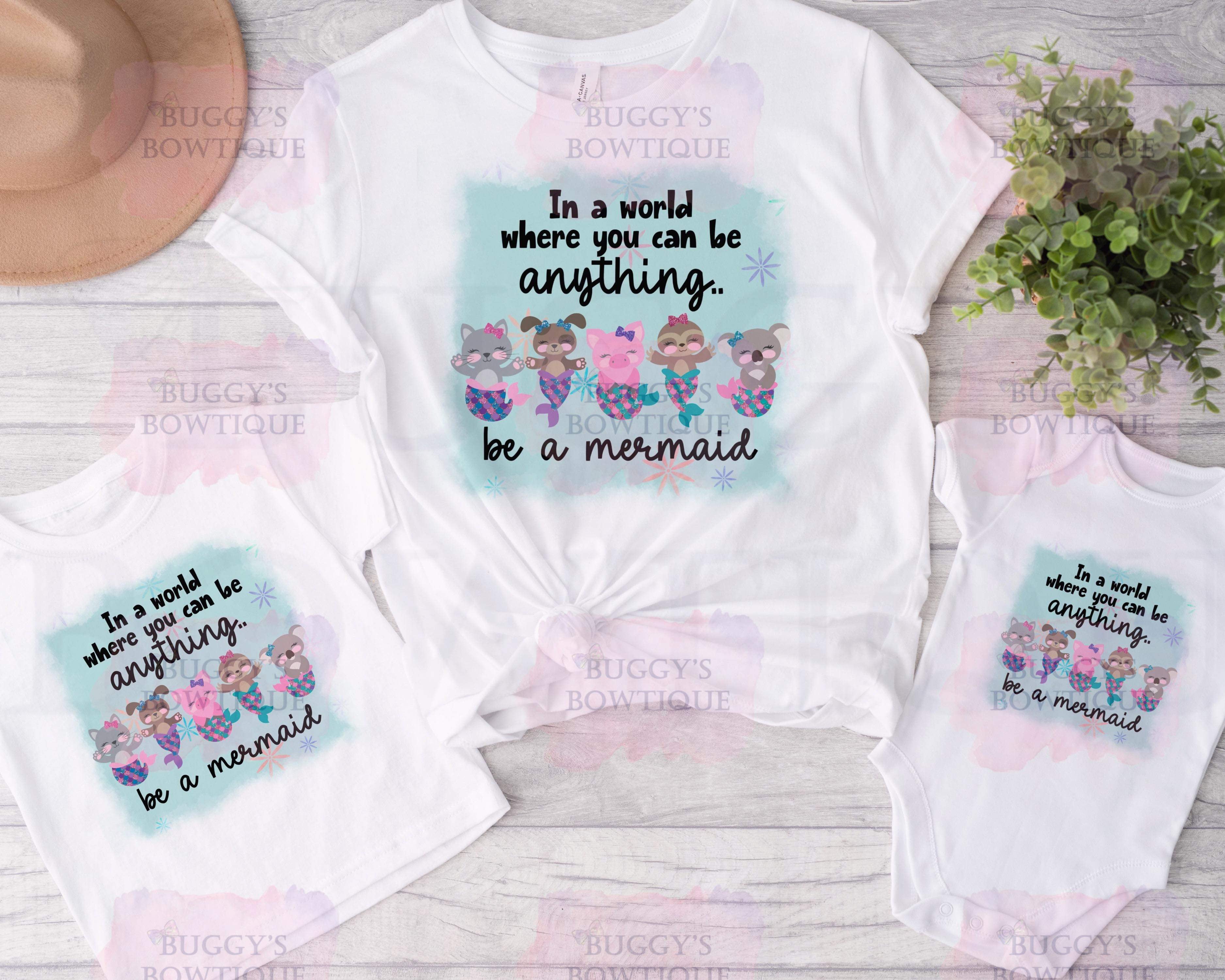 Be a mermaid Sublimation/ DTF/ BLEACHED Shirts, Onesies, Sweatshirts- MULTIPLE COLORS