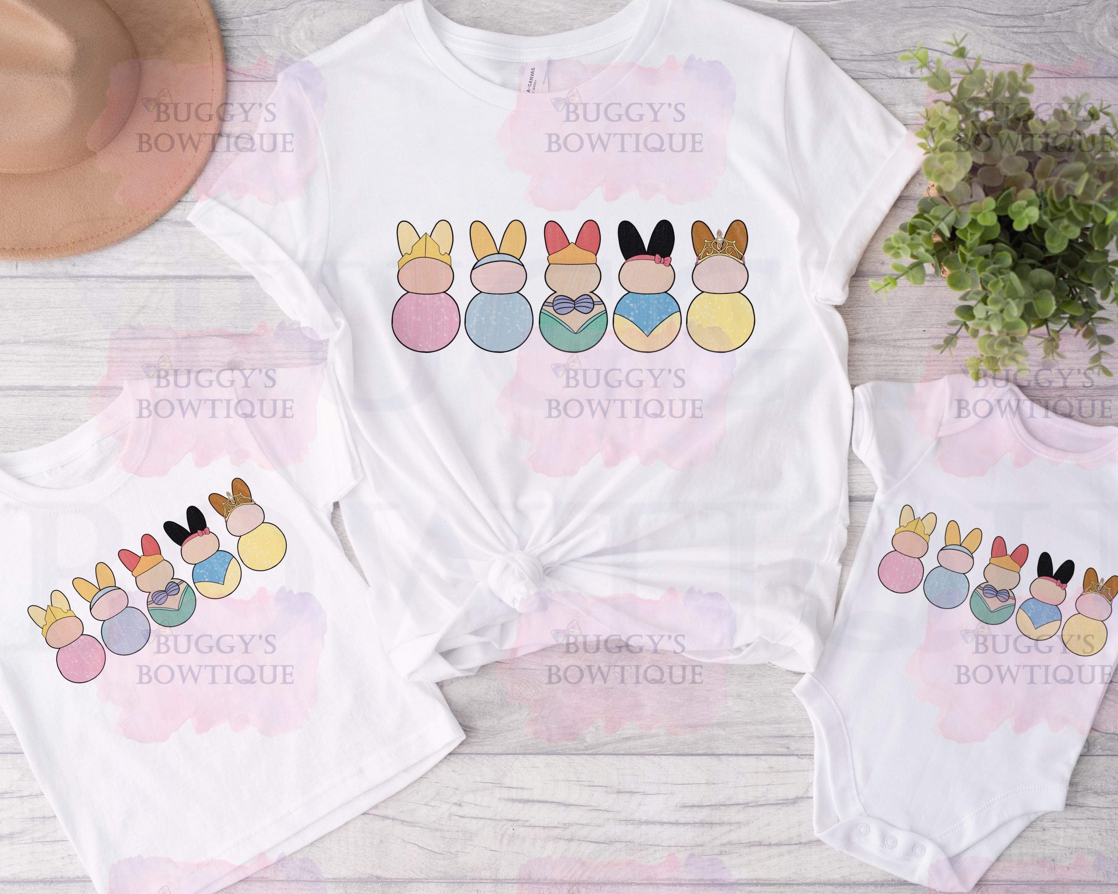 Princess Bunnies Sublimation/ DTF/ BLEACHED Shirts, Onesies, Sweatshirts- MULTIPLE COLORS