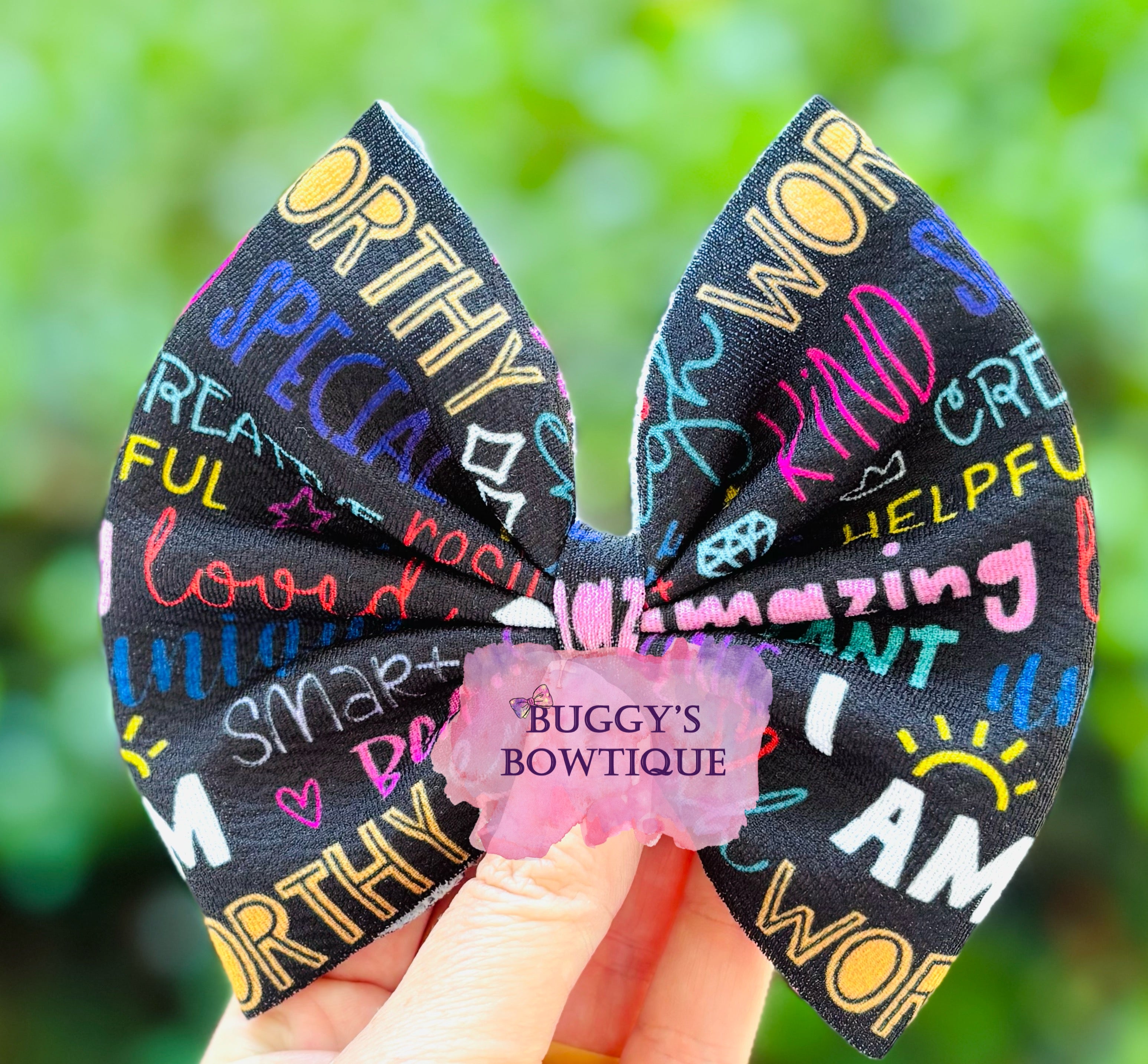 Affirmations bow/ bow tie/ headband/ piggies/ scrunchie
