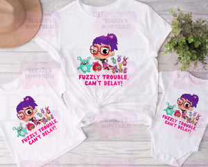 Fuzzly trouble can’t delay Sublimation/ DTF/ BLEACHED Shirts, Onesies, Sweatshirts- MULTIPLE COLORS