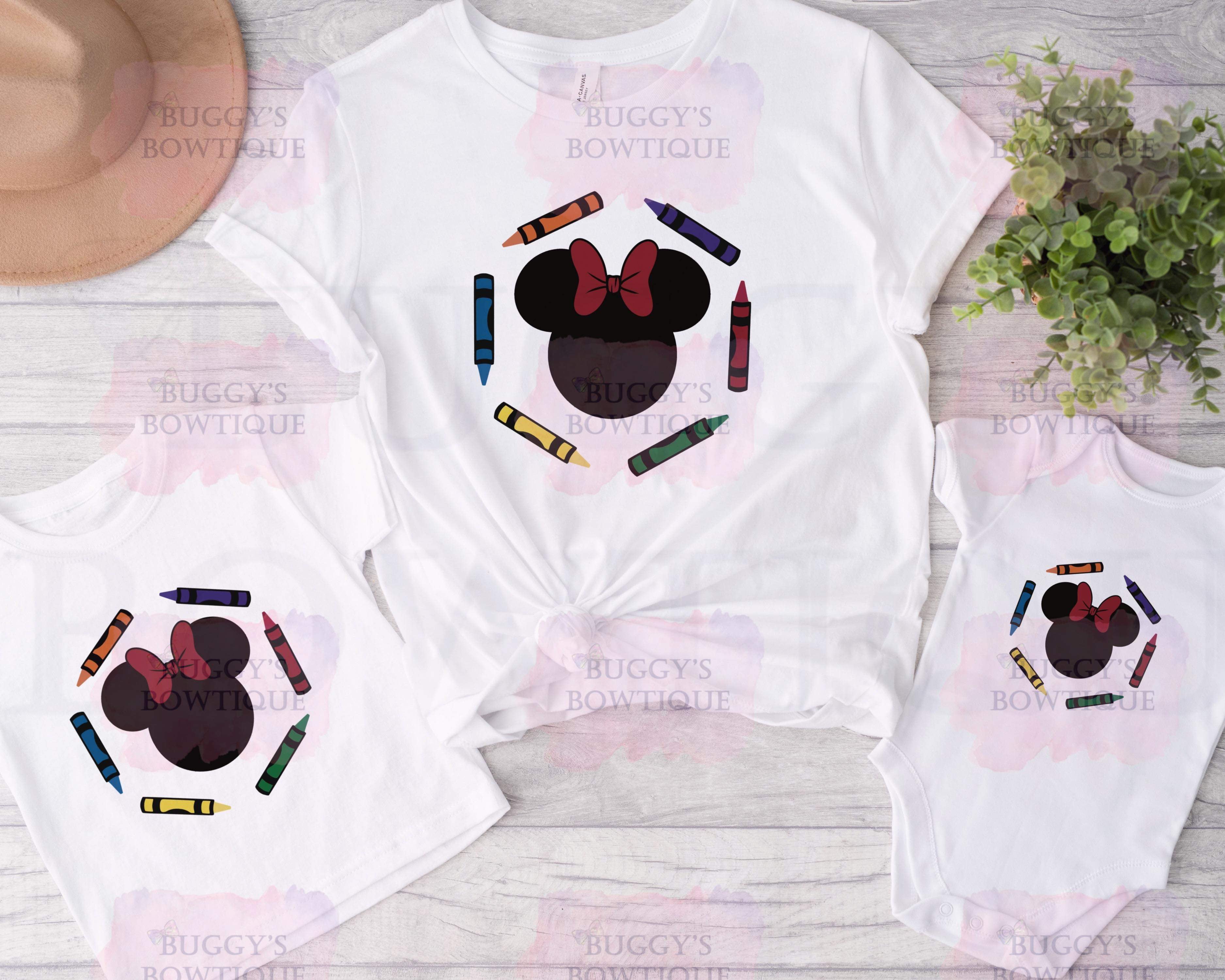 Mouse and crayon Sublimation/ DTF/ BLEACHED Shirts, Onesies, Sweatshirts- MULTIPLE COLORS