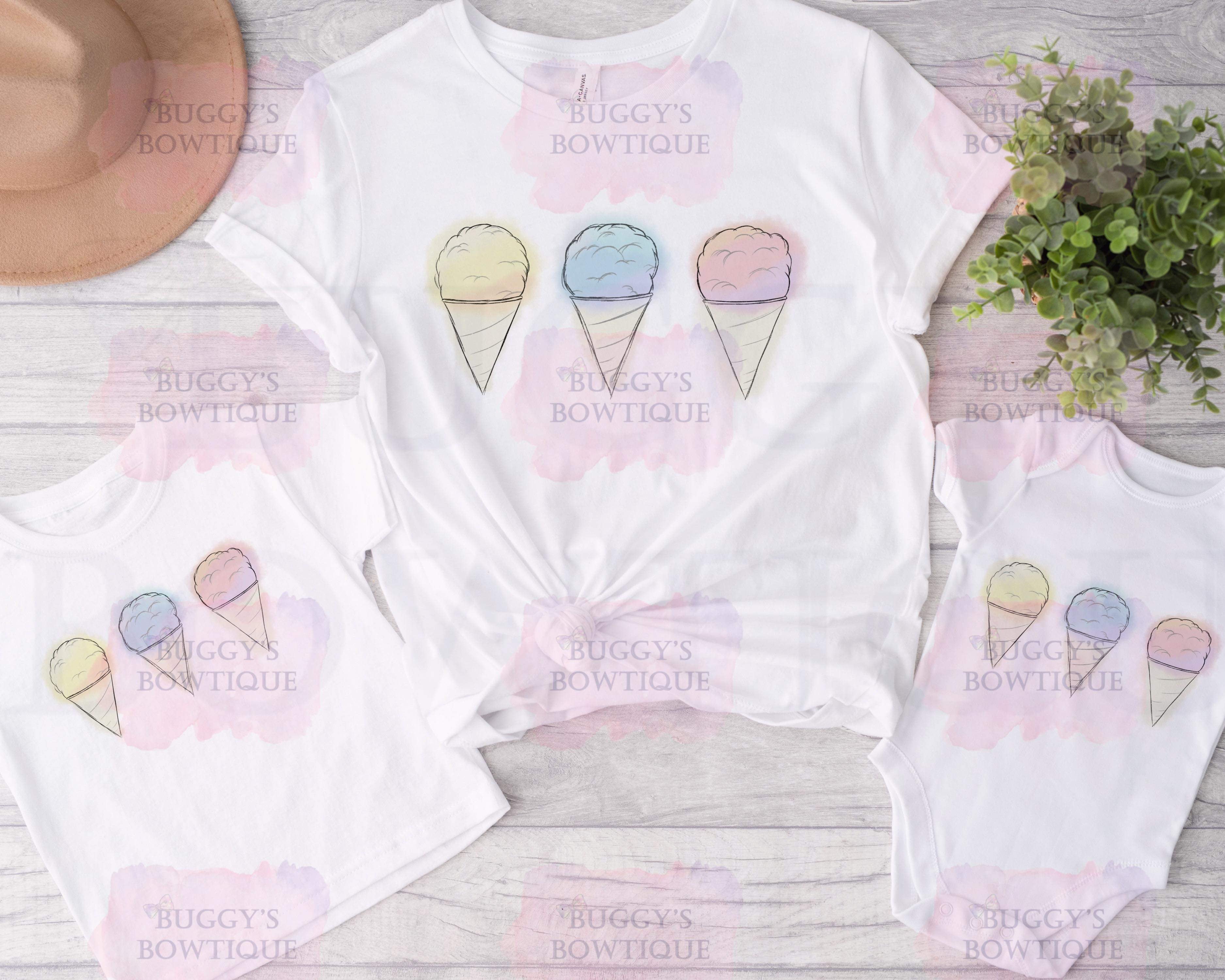 Pastel Snow cones Sublimation/ DTF/ BLEACHED Shirts, Onesies, Sweatshirts- MULTIPLE COLORS- MATCHING ACCESSORIES AVAILABLE