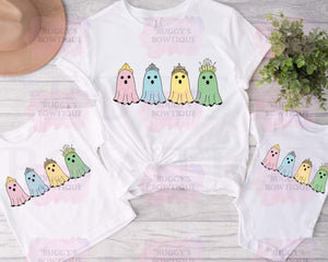 Princess ghosts Sublimation/ DTF/ BLEACHED Shirts, Onesies, Sweatshirts- MULTIPLE COLORS- MATCHING ACCESSORIES AVAILABLE