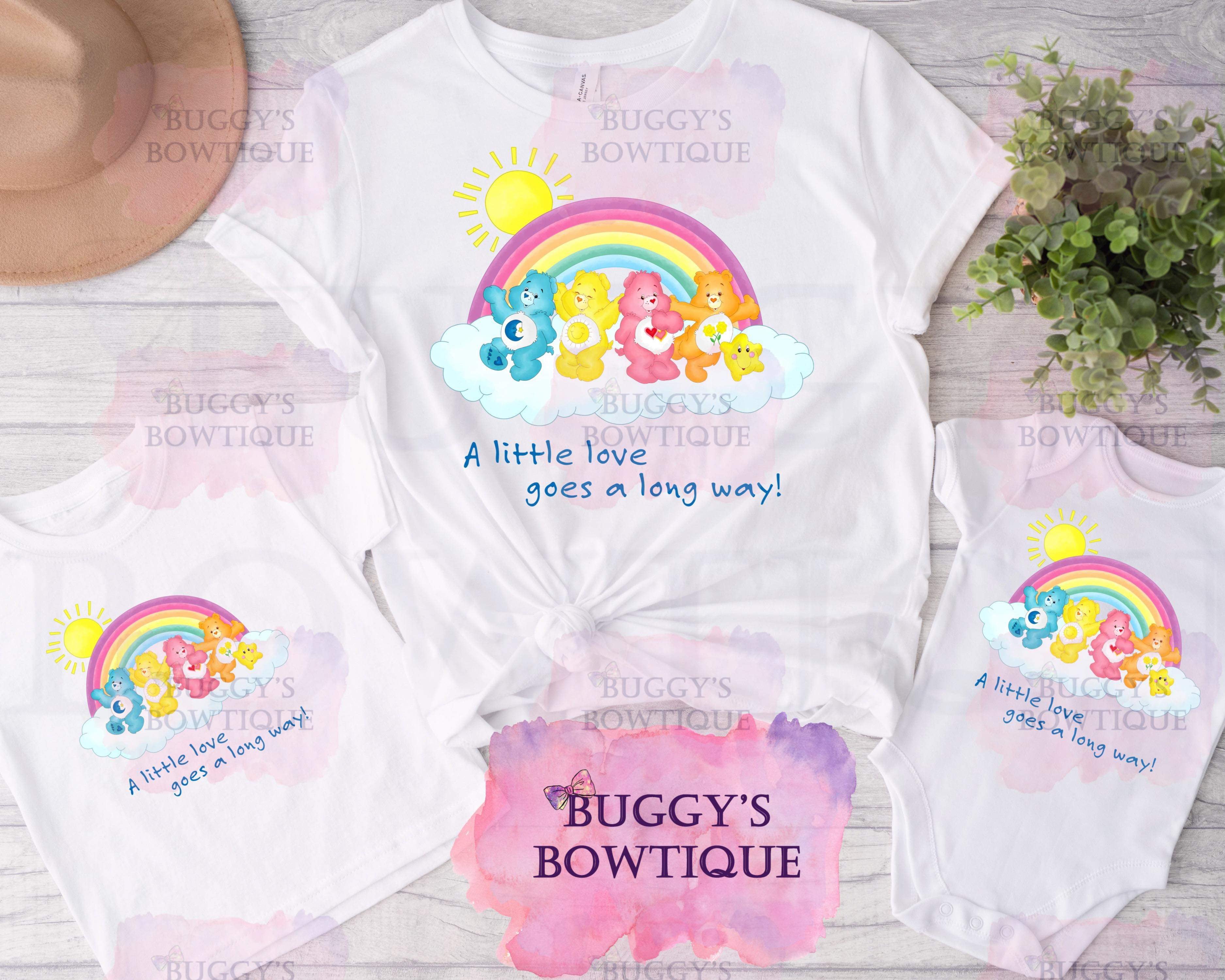 A little love goes a long way Sublimation/ DTF/ BLEACHED Shirts, Onesies, Sweatshirts- MULTIPLE COLORS