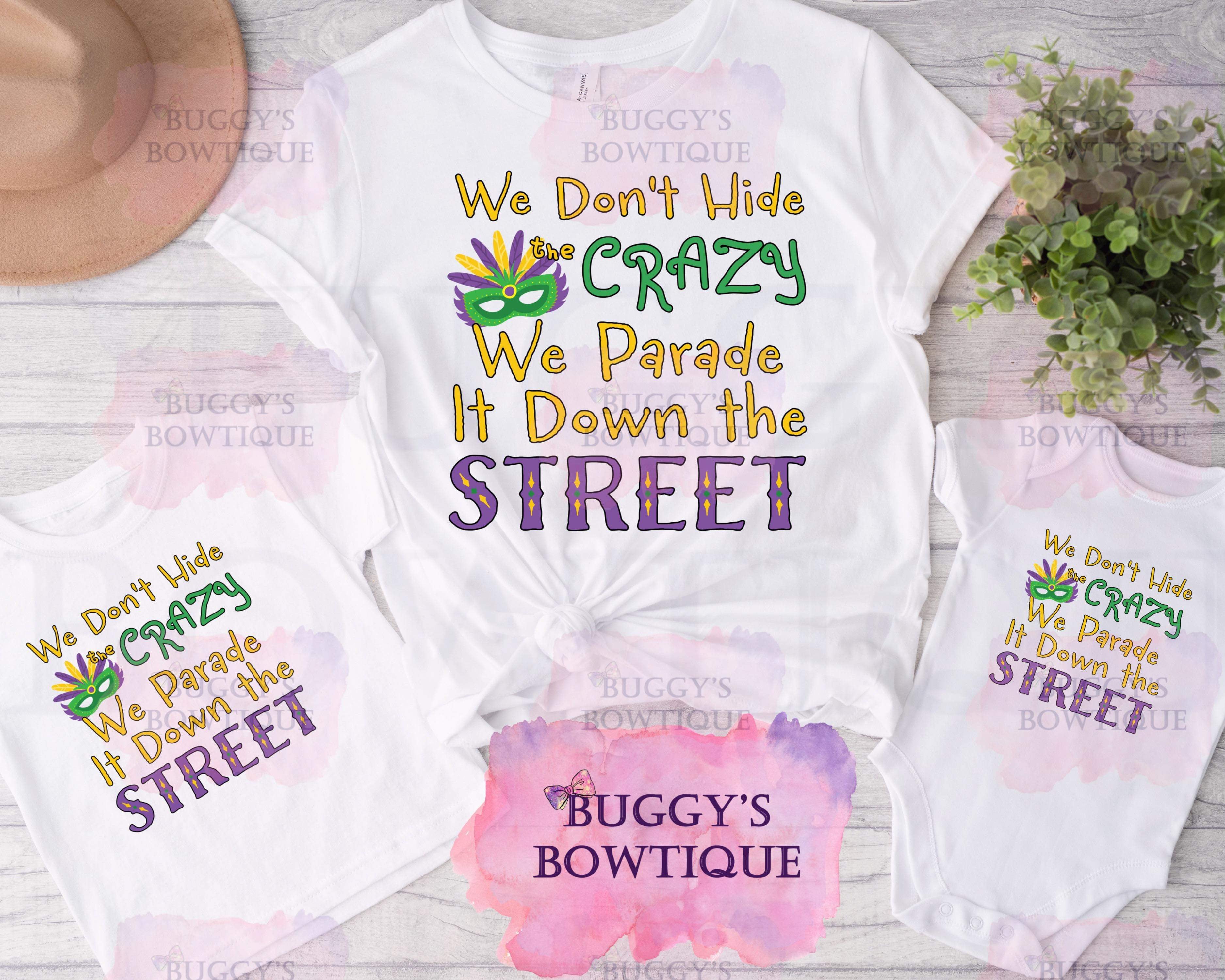 Crazy Mardi Gras Sublimation/ DTF/ BLEACHED Shirts, Onesies, Sweatshirts- MULTIPLE COLORS