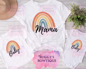 Mama or Baby Rainbow Sublimation/ DTF/ BLEACHED Shirts, Onesies, Sweatshirts- MULTIPLE COLORS