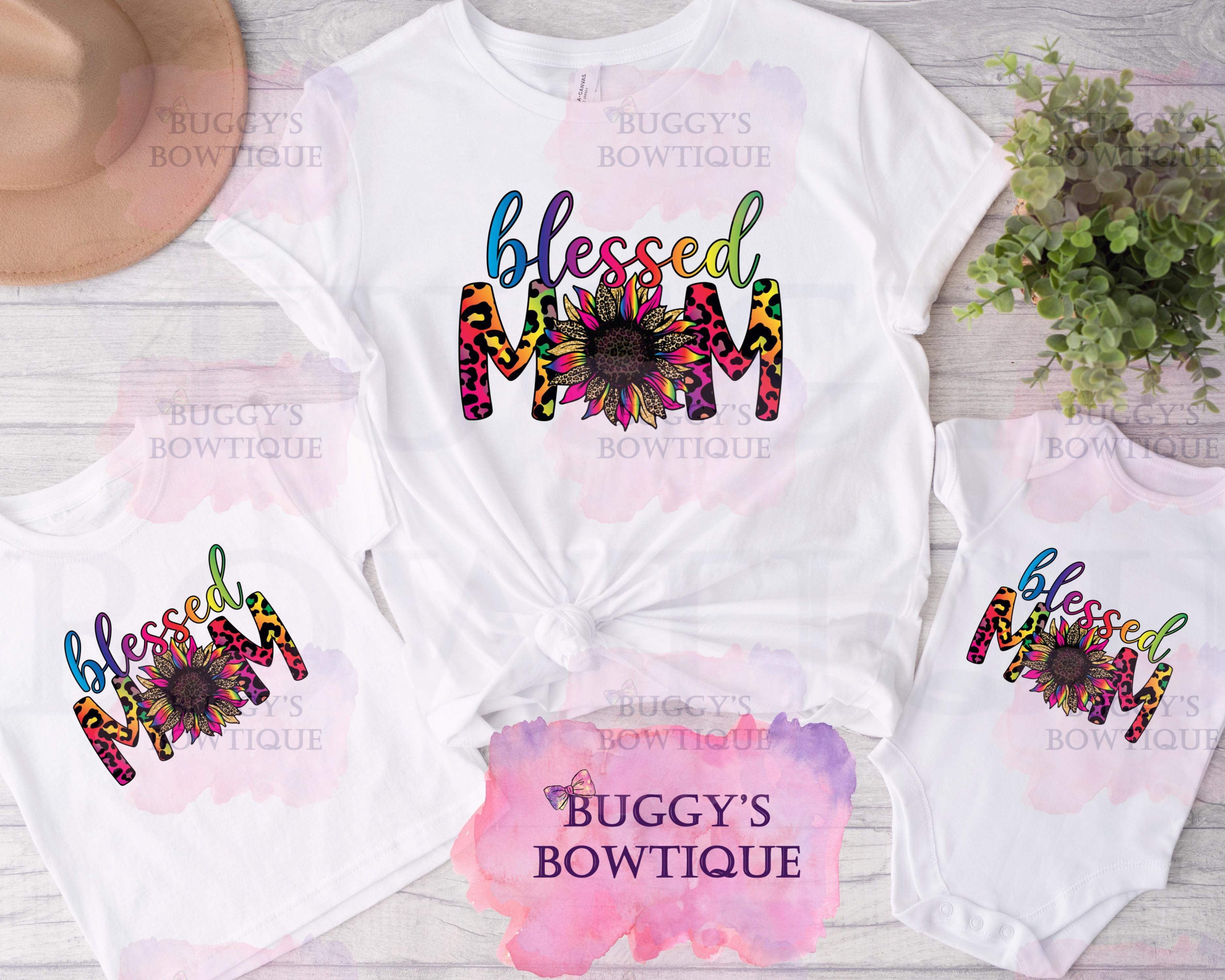 Blessed mom Sublimation/ DTF/ BLEACHED Shirts, Onesies, Sweatshirts- MULTIPLE COLORS