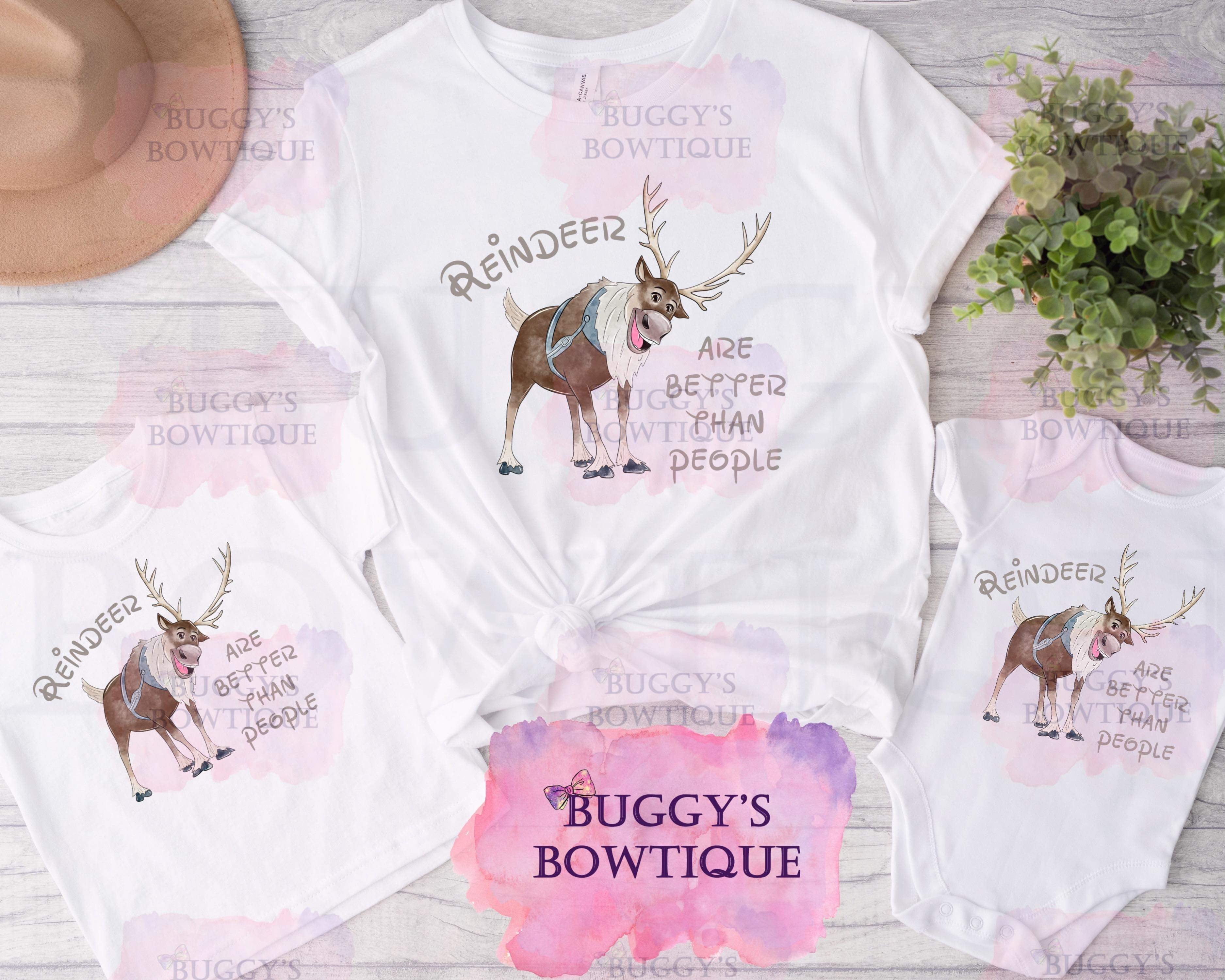 Reindeer are better than people Sublimation/ DTF/ BLEACHED Shirts, Onesies, Sweatshirts- MULTIPLE COLORS