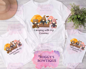 Camping with my gnomies Sublimation/ DTF/ BLEACHED Shirts, Onesies, Sweatshirts- MULTIPLE COLORS