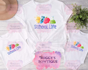 School Life Sublimation/ DTF/ BLEACHED Shirts, Onesies, Sweatshirts- MULTIPLE COLORS