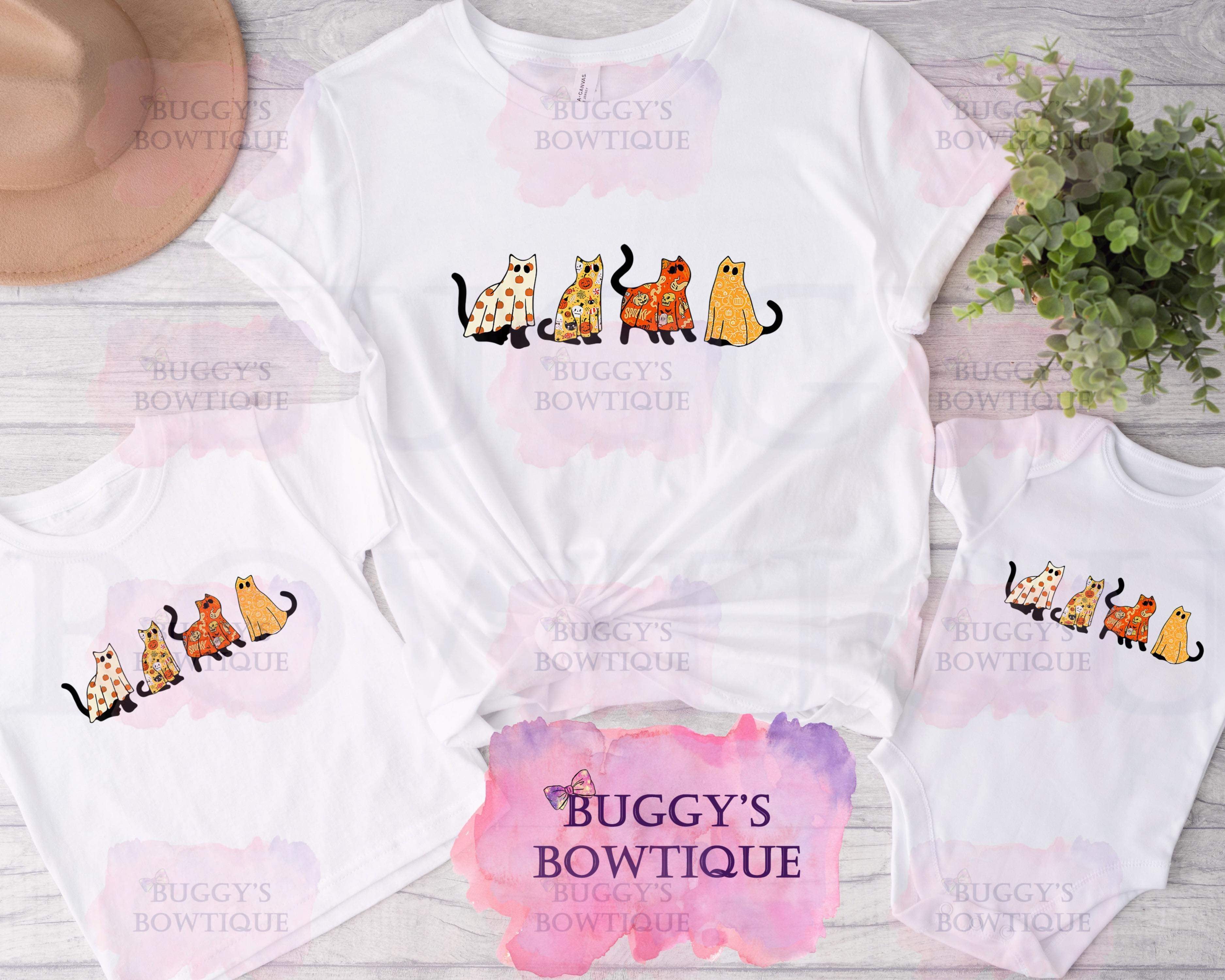 Spooky Cats Sublimation/ DTF/ BLEACHED Shirts, Onesies, Sweatshirts- MULTIPLE COLORS