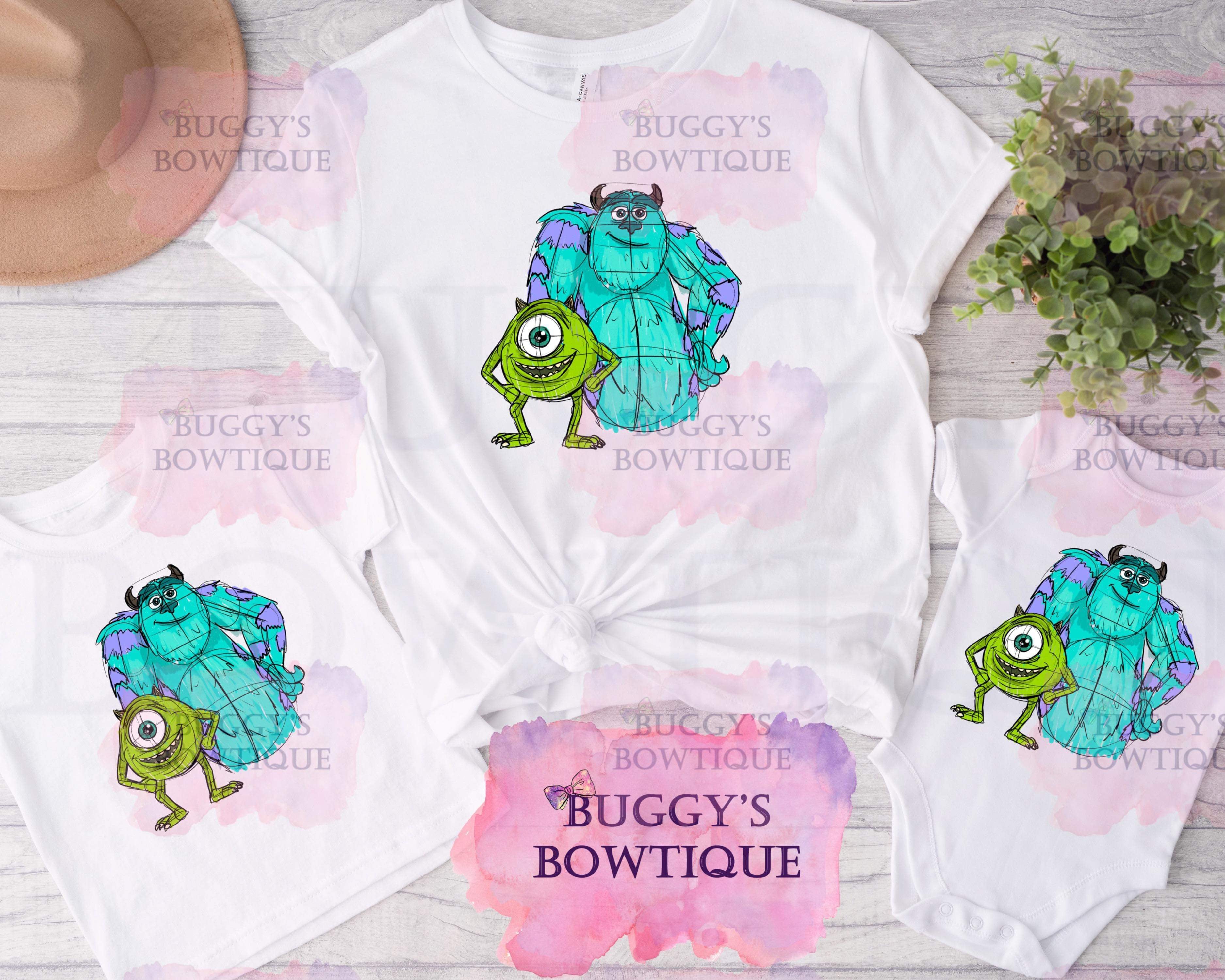 Monster Duo Sublimation/ DTF/ BLEACHED Shirts, Onesies, Sweatshirts- MULTIPLE COLORS