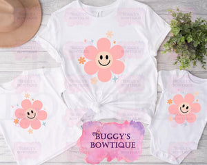 Groovy Pink Flower Sublimation/ DTF/ BLEACHED Shirts, Onesies, Sweatshirts- MULTIPLE COLORS