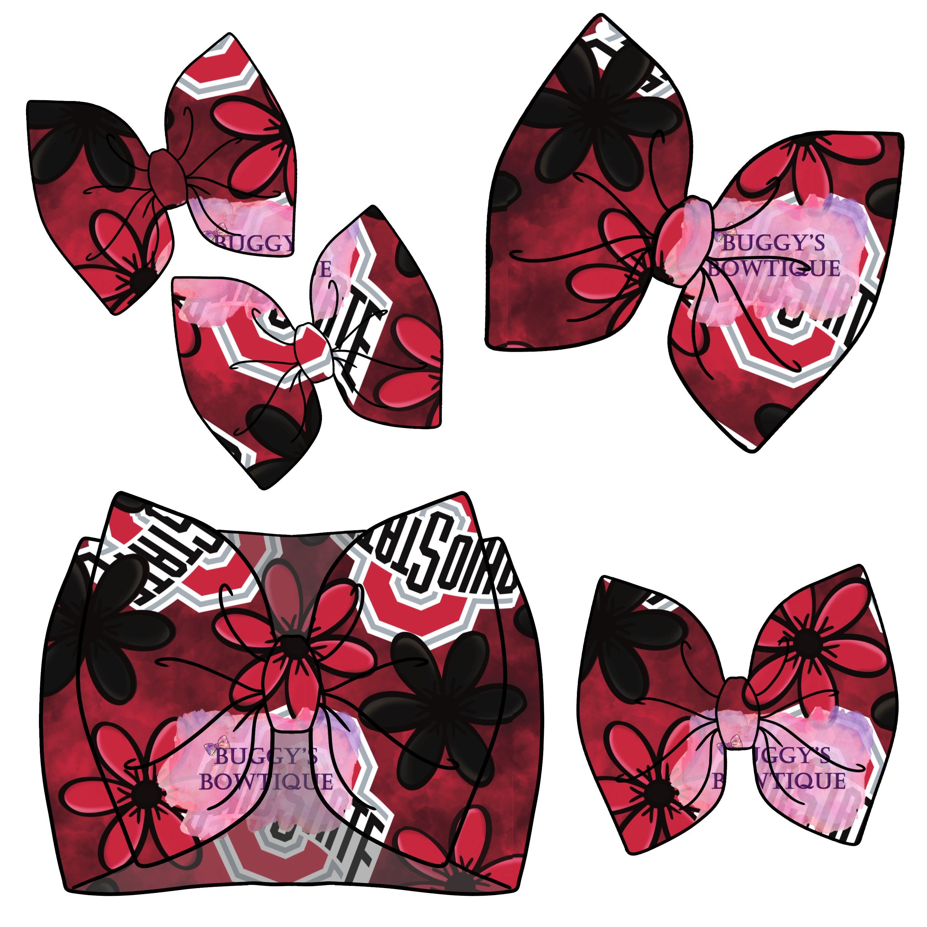 Ohio Floral Football bow/ bow tie/ headband/ piggies/ scrunchie