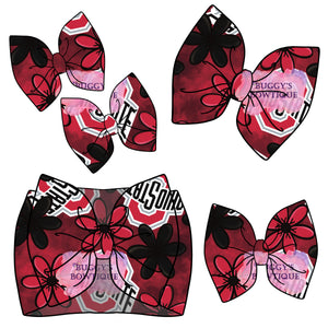 Ohio Floral Football bow/ bow tie/ headband/ piggies/ scrunchie