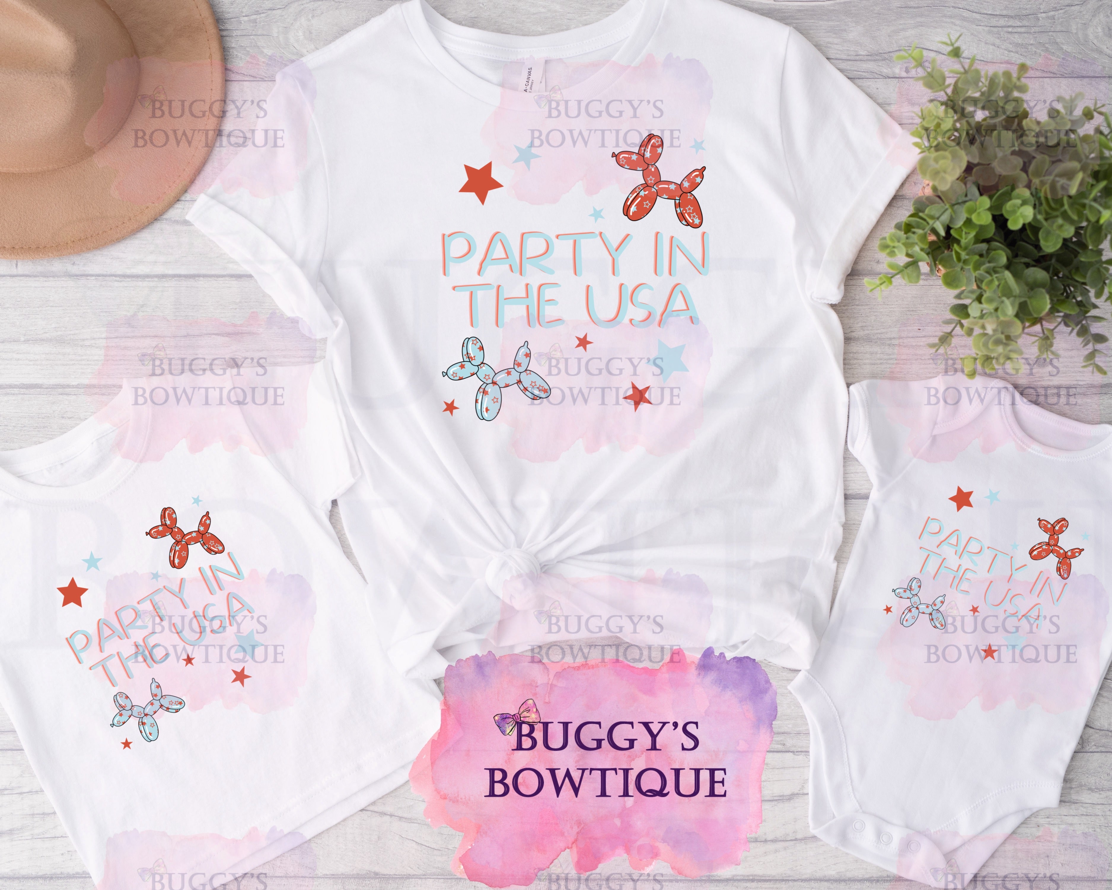 Party In The USA Sublimation/ DTF/ BLEACHED Shirts, Onesies, Sweatshirts- MULTIPLE COLORS