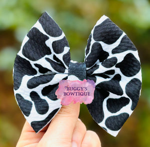 Cow Print bow/ bow tie/ headband/ piggies/ scrunchie