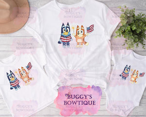 Blue dog 4th of July Sublimation/ DTF/ BLEACHED Shirts ,Onesies, Sweatshirts- MULTIPLE COLORS by