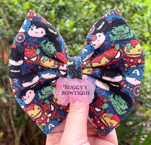 Superhero bow/bow tie/headband/piggies/scrunchie