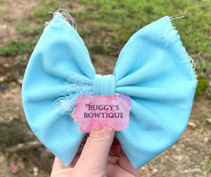 Light Blue Distressed bow/bow tie/headband/piggies/scrunchie/earrings