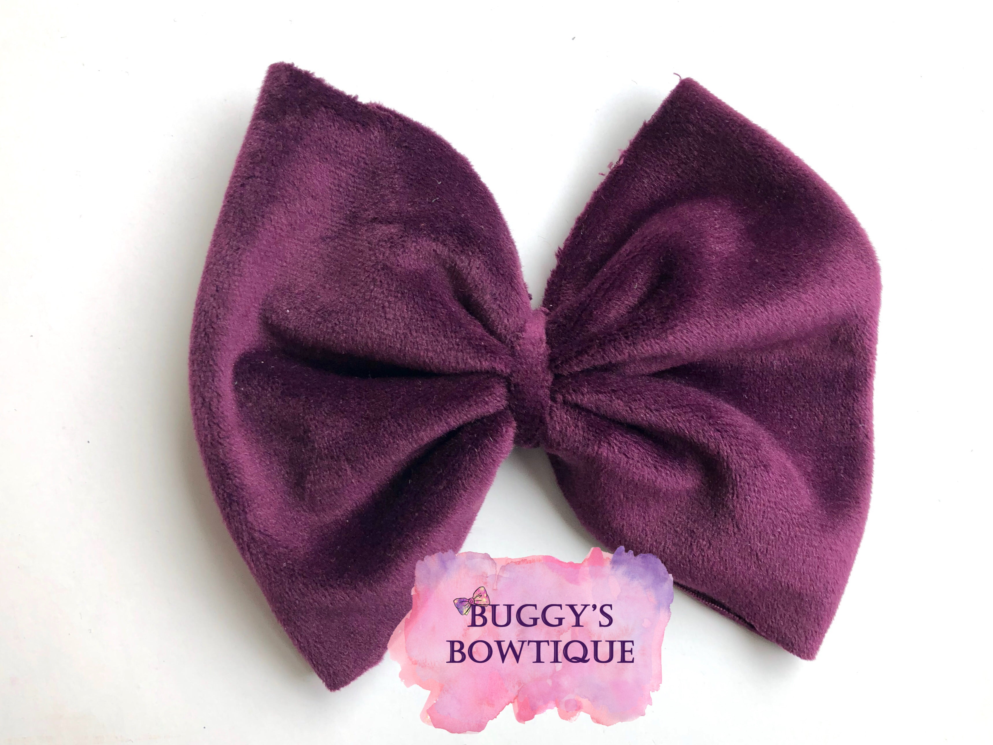 Purple solid velvet bow/bow tie/headband/scrunchie