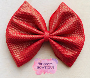 Red shimmer bow/bow tie/headband/piggies/scrunchie