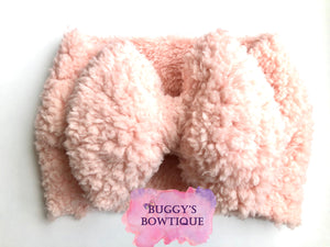 Sherpa- light pink bow/headband/scrunchie