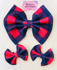 Buffalo plaid bow/bow tie/headband/piggies/Scrunchie