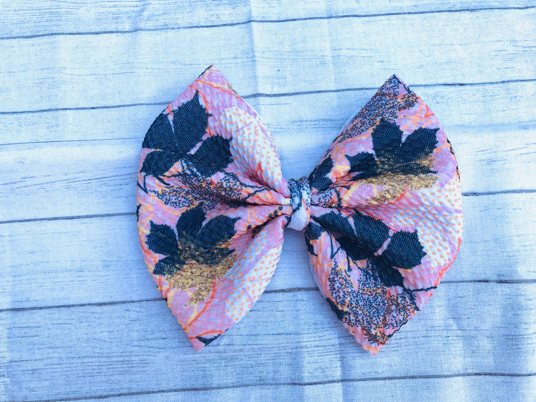 Blush Floral bow/bow tie/headband/piggies/scrunchie