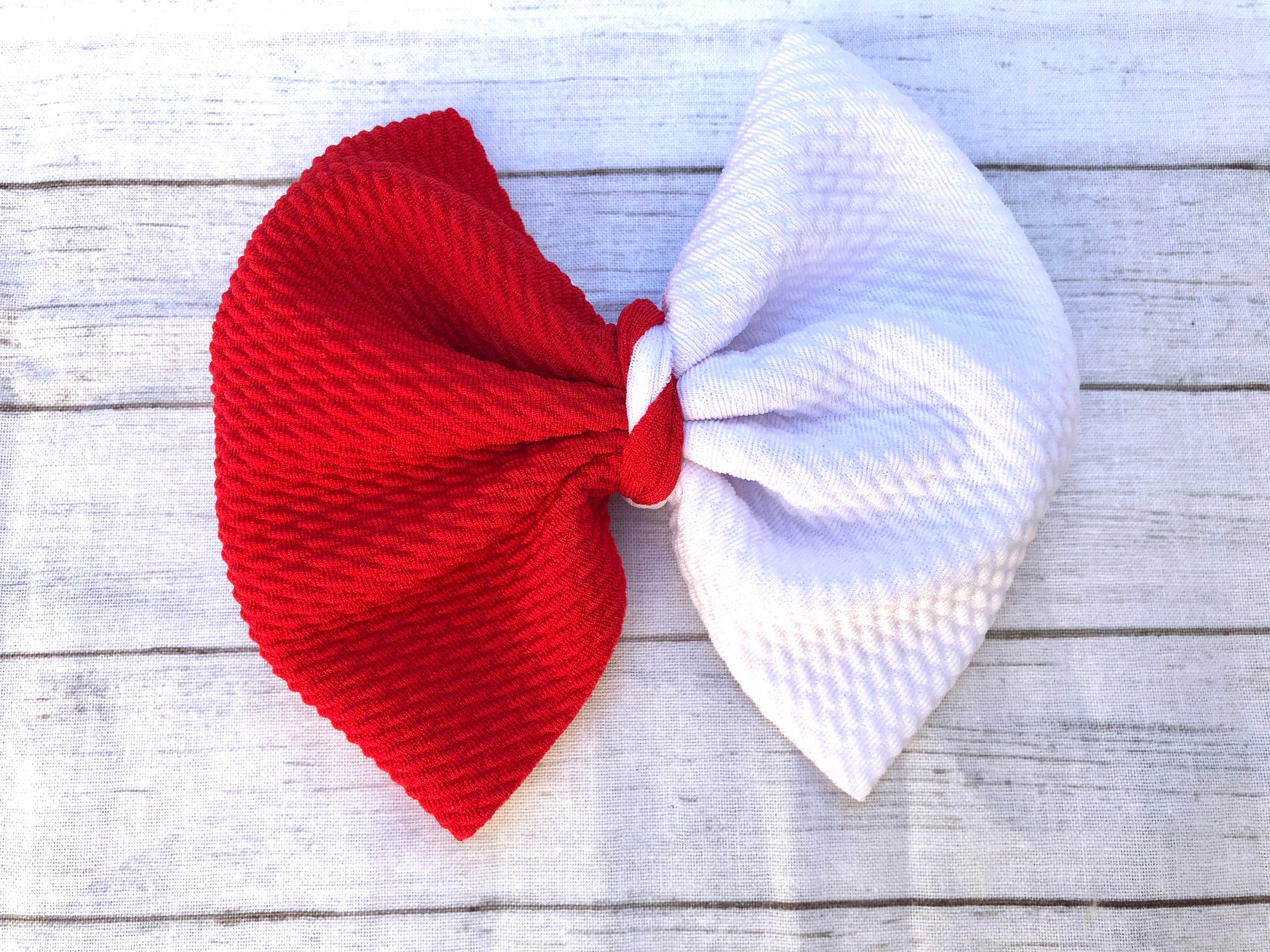 Two toned twist bow: red/white