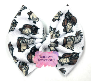 Wise Owl bow/bow tie/headband/piggies/scrunchie