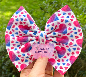 Hearts bow/bow tie/headband/piggies/Scrunchie