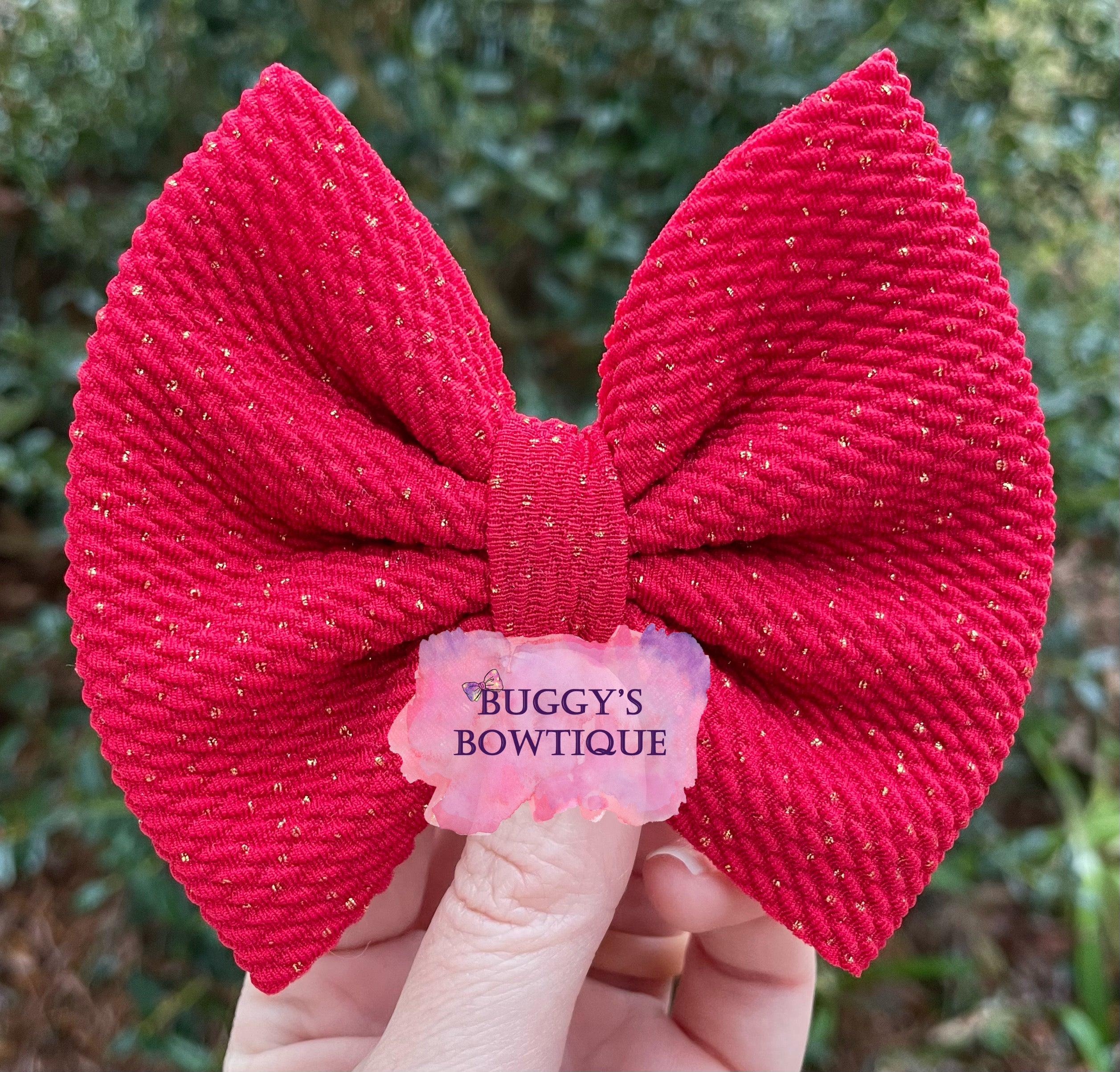 Red sparkle bow/bow tie/headband/piggies/scrunchie