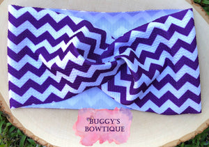 Purple chevron bow/bow tie/headband/piggies/Scrunchie